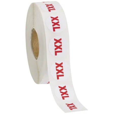 Self-adhesive Size Labels - Size XXL - Roll of 1000 Labels- Self Adhesive Size Stickers for Clothing - Retail Bright Clothing Size Stickers - Durable 