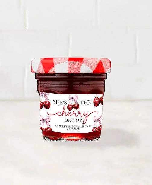 She's the Cherry On Top Mini Jam Jar Stickers