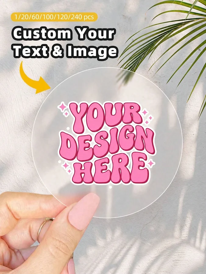 Customizable Personalized Waterproof PVC Stickers Labels Name Tags Personalized Vinyl Decals Any Text Image Multicolor Vintage Exquisite Sc,1.97in (5c
