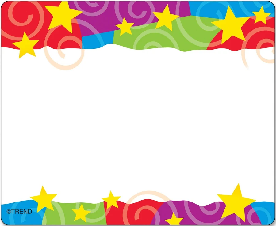 Trend Stars & Swirls Colorful Self-Adhesive Name Tags