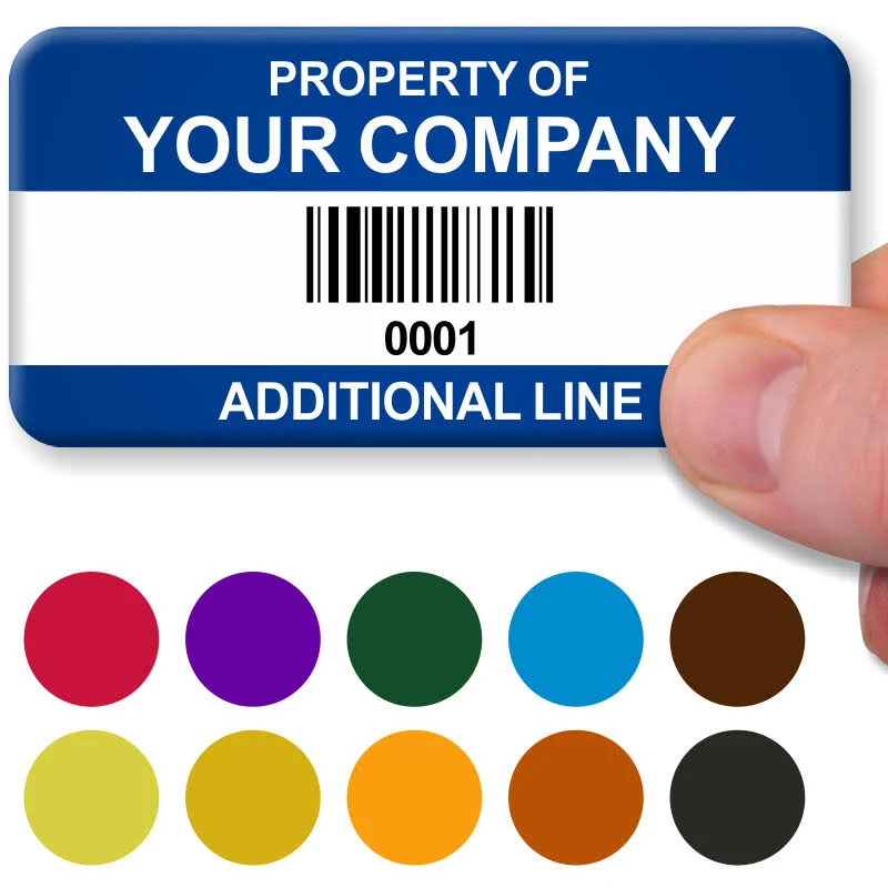 100 Custom Barcode Asset Tags Paper Labels with Cold Temperature Adhesive, 1.5"x0.75"