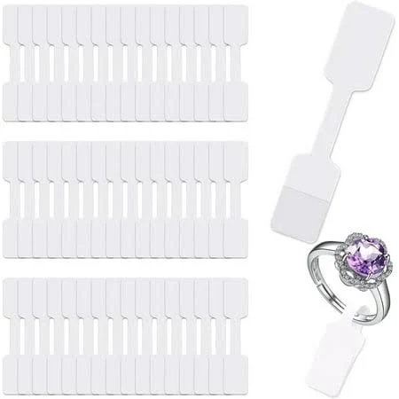 1000 Pcs Jewelry Tags Stickers for Pricing - Self-Adhesive White Blank Identification Labels for Necklace, Earring, Ring - Rectangle Shape (White 