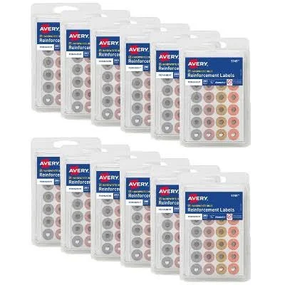 Avery Reinforcement Labels 1/4" Permanent 12 Packs
