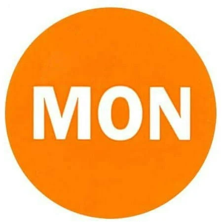 2" Round Orange Day of The Week Color Coding Self-Adhesive Labels