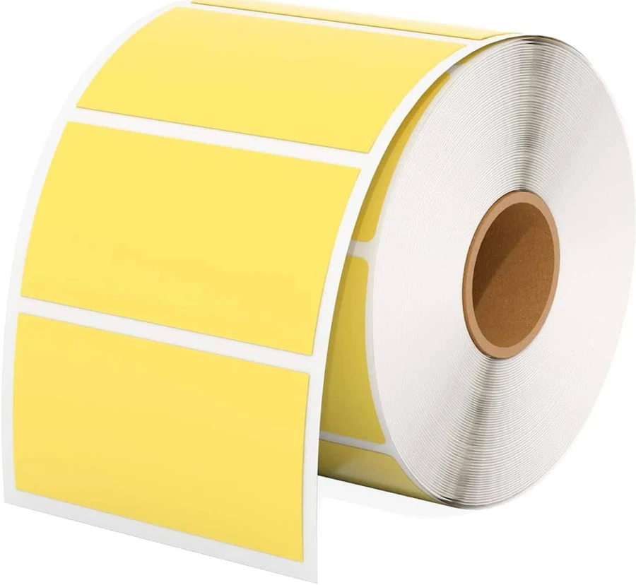 MUNBYN - 2.25"x1.25" Thermal Sticker Labels, Self-Adhesive Barcode Label Paper for Direct Thermal Printer and Business - Yellow
