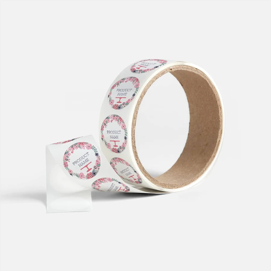Custom Roll Labels | 1" x 1" | White, Gray and Cream | VistaPrint | Design: White, General Party, Bakeries, Food & Beverage, Styles & Themes