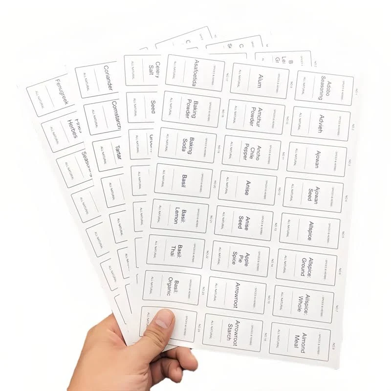 Muka Spice Labels 240 Pcs Spice Labels Stickers 1.2 X 2.2 In White Sticker For Kitchen Jars Caps Food Spice Organizers