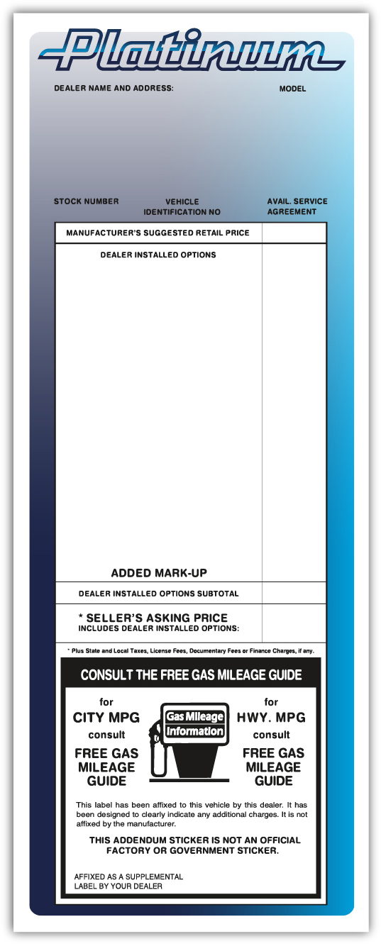 Custom Full Color Digital Outdoor Application Car Dealer Laser Window Labels - 4-1/4" x 11"