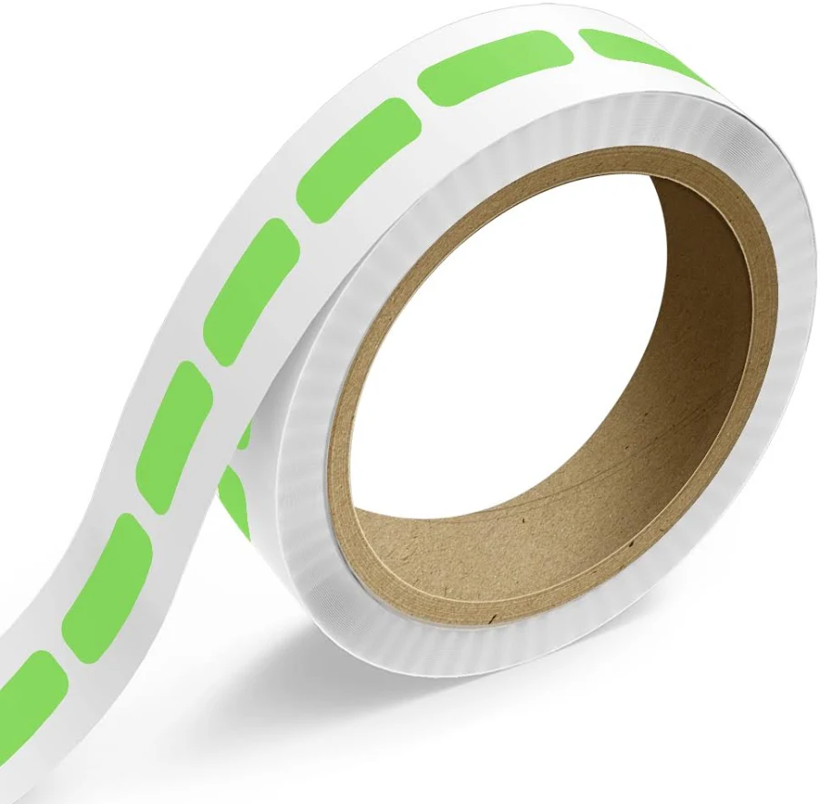 3/8 x 1 Inch Roll of Rectangle Labels - Bright Adhesive - Neon Green - 125 Pack