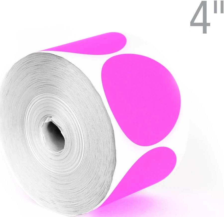 500 Fluorescent Pink Color Coded Labels, 500 Labels, 4"x4"