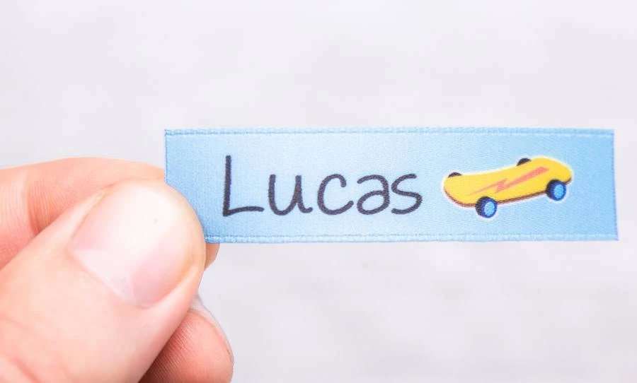 Textile labels for school and daycare satin printed 50 pcs customizable