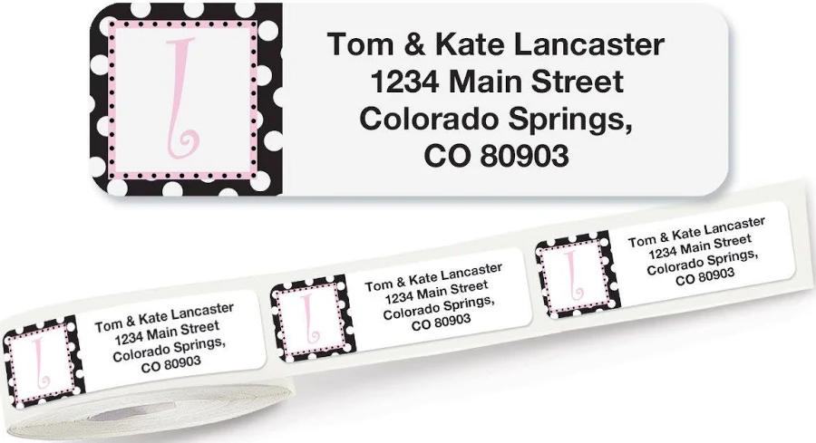 Leeza Initial Rolled Address Labels - Roll of 500