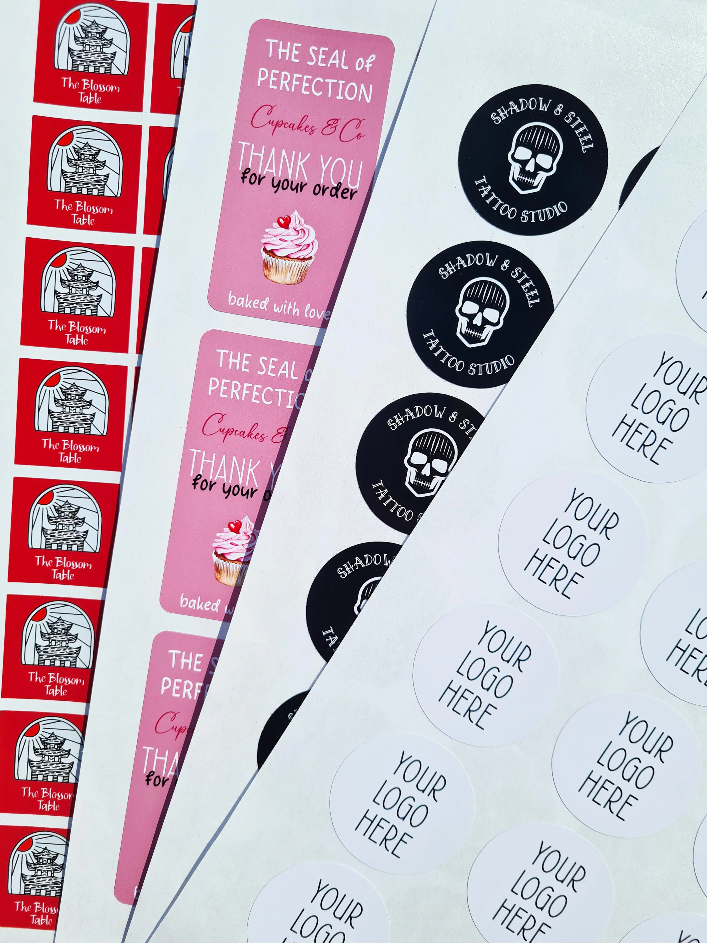 Custom labels, personalised stickers, circle, circular, logo, business, postal, your logo, custom writing, square, custom shape