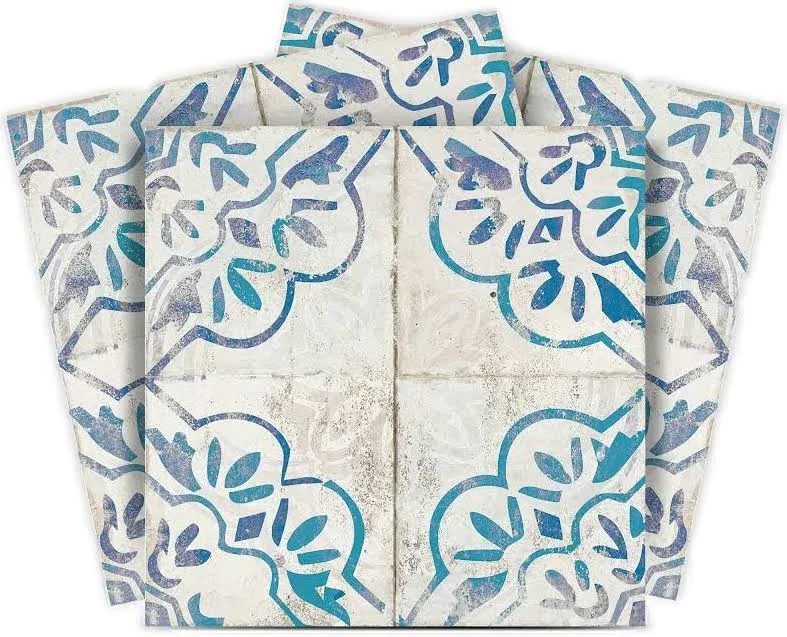 Gray and Blue Vintage Stylish and Easy-to-Install Floor Tile Stickers