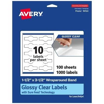 Avery Glossy Clear Wraparound Labels