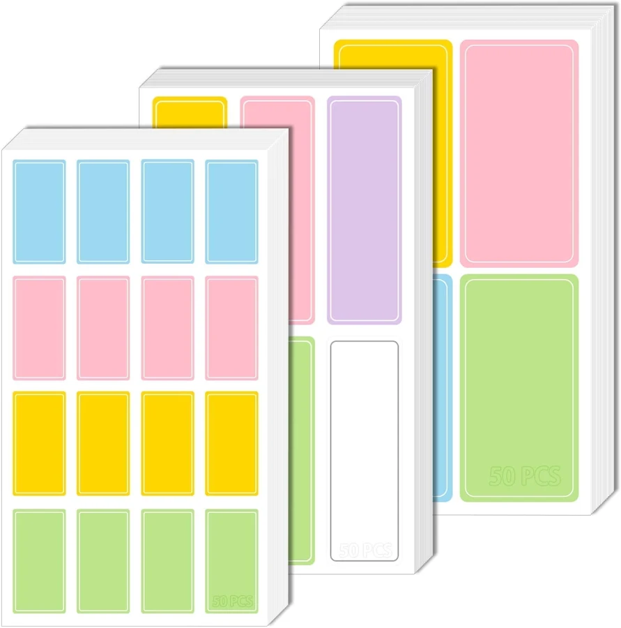 Lele Life 780pcs Waterproof Colored Label Stickers 3 Sizes Rectangular Color Coding Name Tag Stickers Moving Removable Labels for Inventory Storage