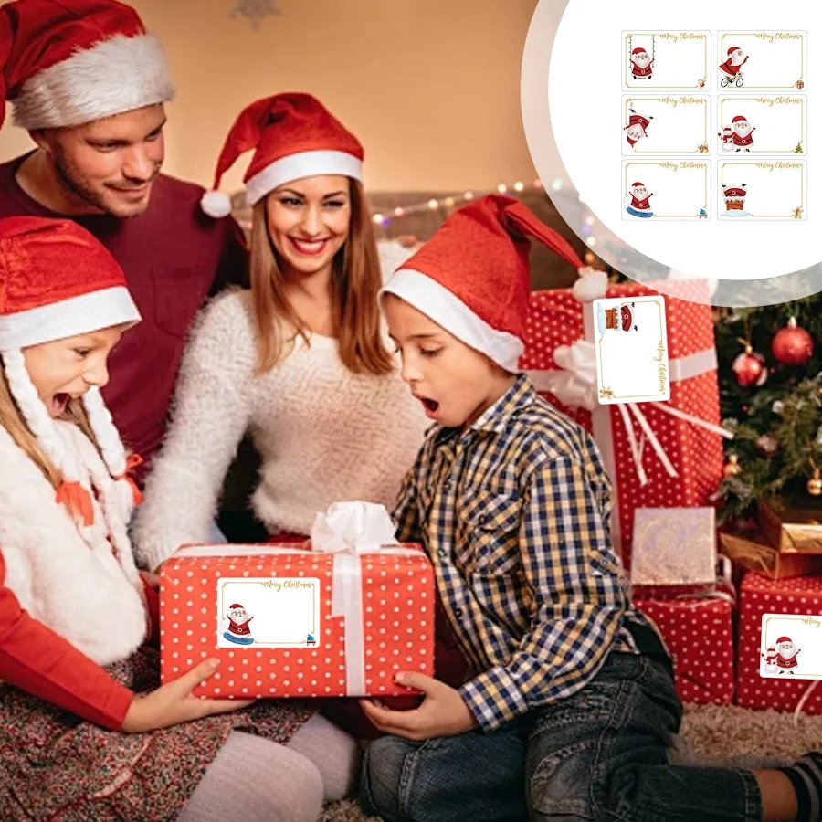 Christmas Gift Labels Stickers 1 Piece Self Adhesive Labels with Santa Claus Pattern, Christmas Decorations Wrapping Paper Presents Decor 2.91x2.05