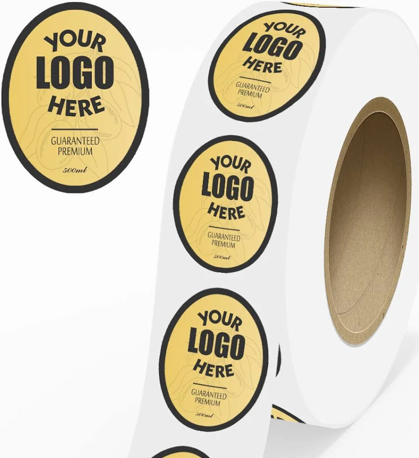 Custom 2 x 3 Inch Roll of Oval Labels - Durable with Metallic Finish - Gold Foil - 125 Pack