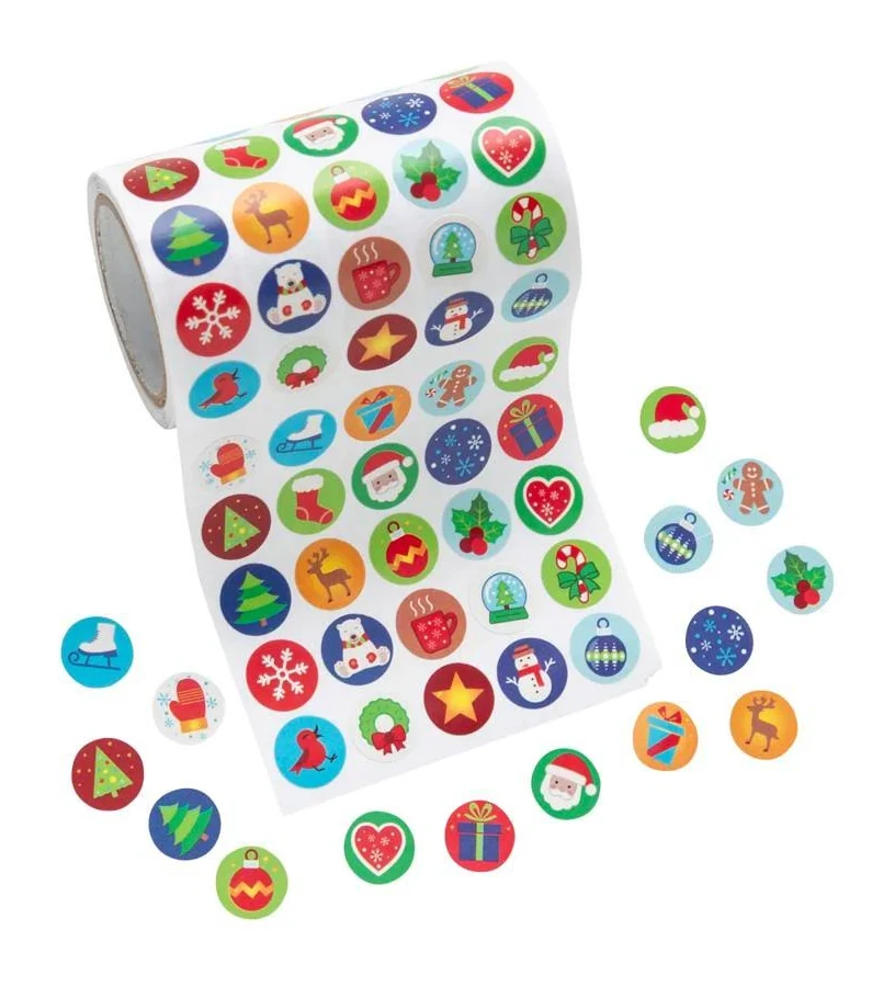 Fun Express Mini Christmas Sticker Roll Bulk 1000 Pc