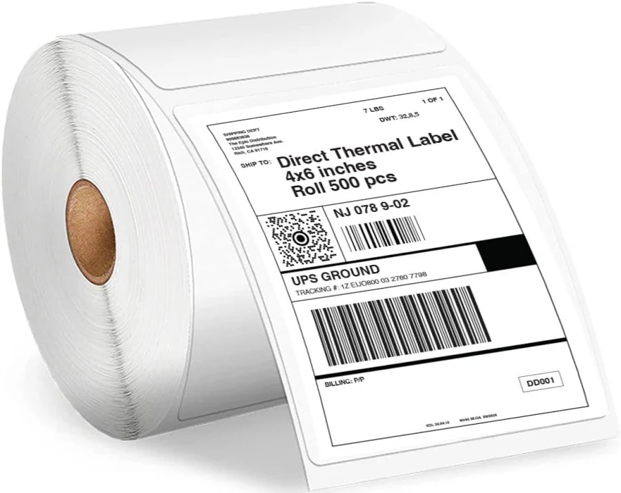 BlackWidow 4" x 6" Direct Thermal Shipping Labels, Perforated and Strong Adhesive, Compatible with Rollo, MUNBYN, Zebra, Fargo Label Printer.