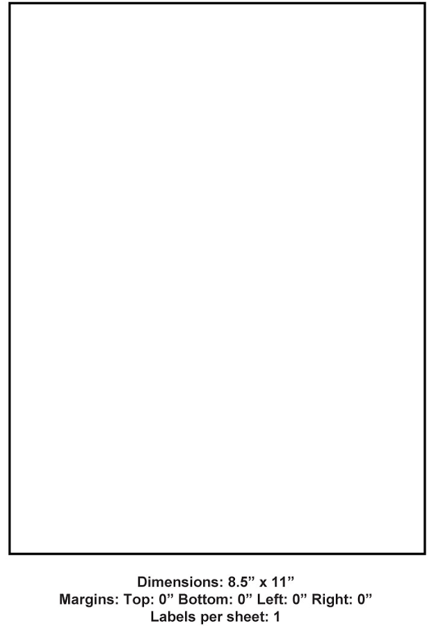 8.5 x 11 (1 Up), Adhesive Label Paper, 1,000 Sheets per Carton