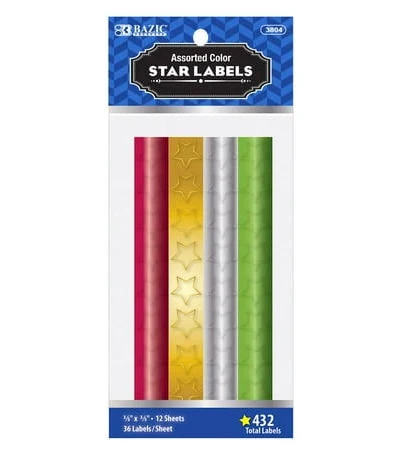 Bazic Foil Star Label Custom Sticker, Color-Code Labels (432/Pack), 1-Pack, White