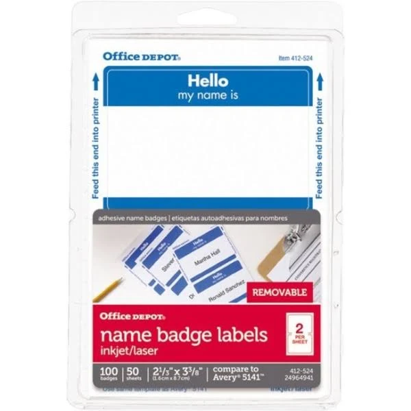 Office Depot Hello Name Badge Labels