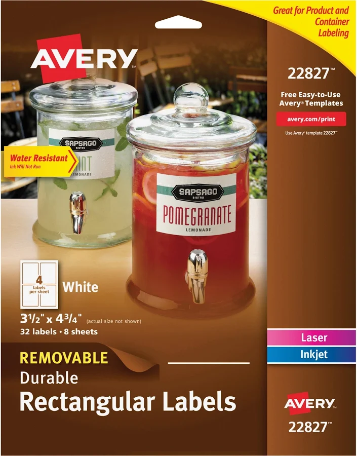 Avery 3.50" x 4.75" Rectangle Removable Durable Labels