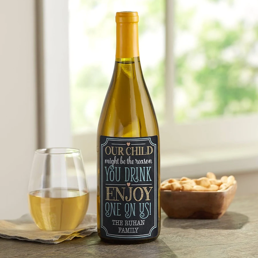 Personalized Wine On Us Wine Labels Set of 4