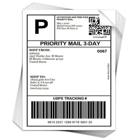 Sjpack 100 Full Sheets Labels for Laser/Inkjet Printers