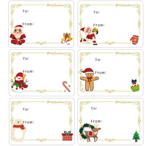 Christmas Labels Stickers,150pcs Christmas Stickers Xmas Present Gift Tags Self-Adhesive Christmas Sticky Label Tags Xmas Name Labels for Present