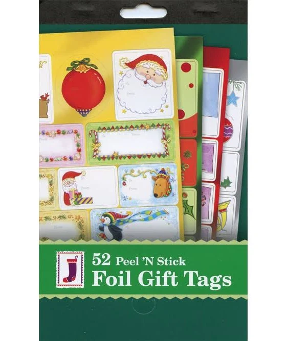 52 Peel 'n Stick Foil Self Stick Christmas Gift Tags