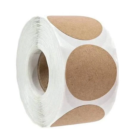 Strong Adhesion Kraft Stickers, Eco Friendly Aesthetic For Sustainable Packaging, 500 Round Blank Labels Per Roll, Perfect For Home Office School 
