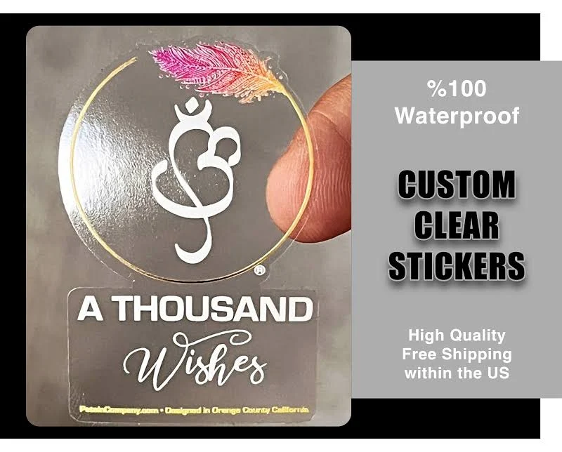 Custom Clear Stickers, Full Color & White Ink Printing, Bulk Stickers