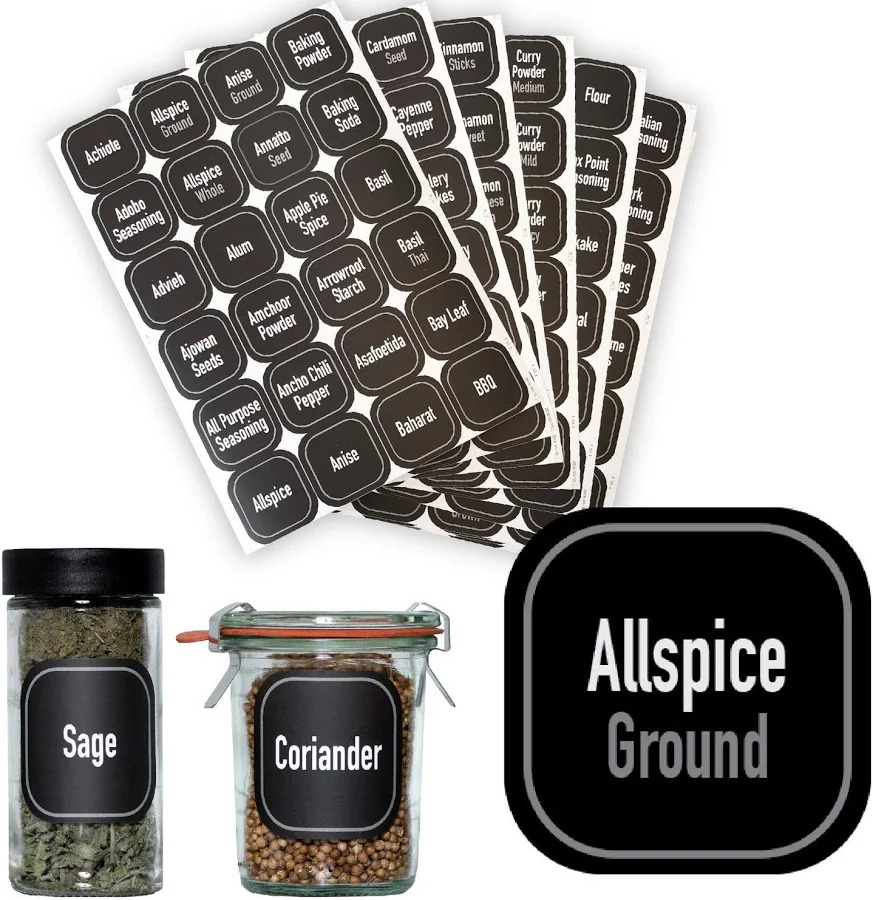 Allspice 312 Preprinted Water Resistant Square Spice Jar Labels