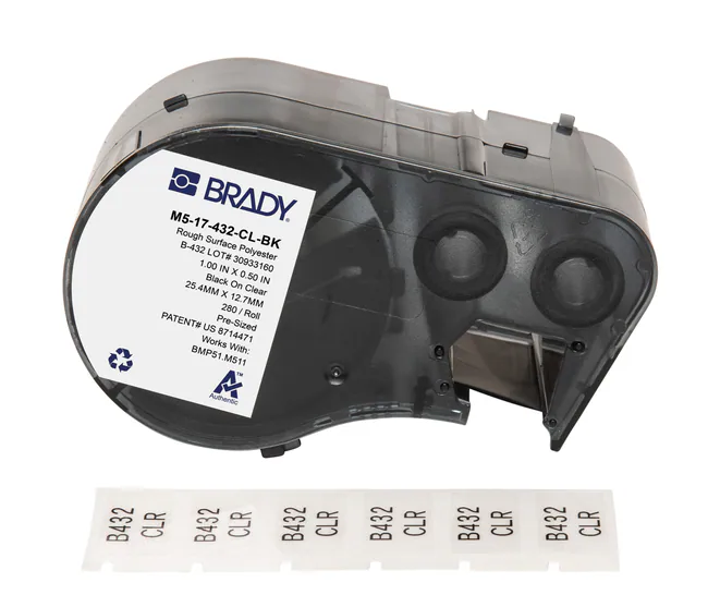 Brady M5-17-432-CL-BK Multi-Purpose Clear Polyester Labels