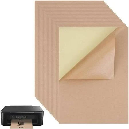 1set Kraft Paper Stickers Self Adhesive Inkjet Laser A4 Printing Labels BurlyWood 29.5x21cm 50sheets/set, Brown