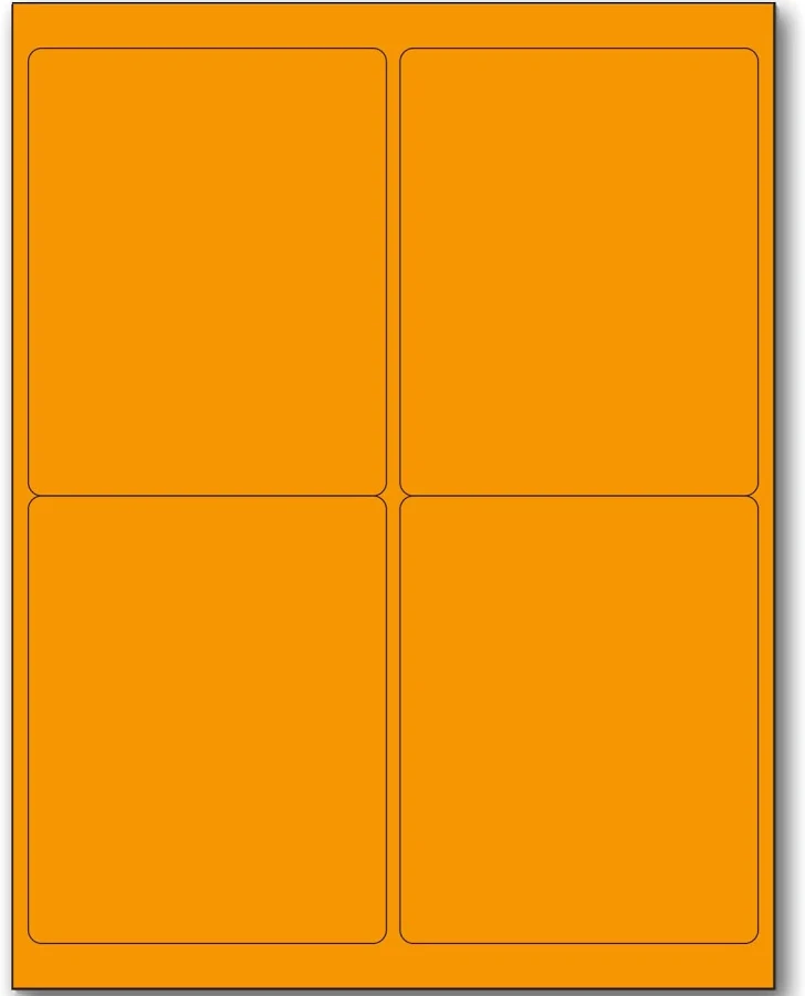 8-1/2" x 11" Fluorescent Labels per Sheet 4 x