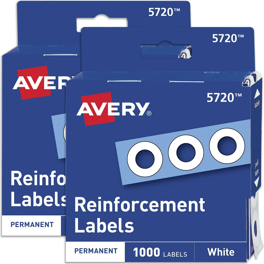 Avery Hole Reinforcement Label Stickers White 1,000 Per Pack