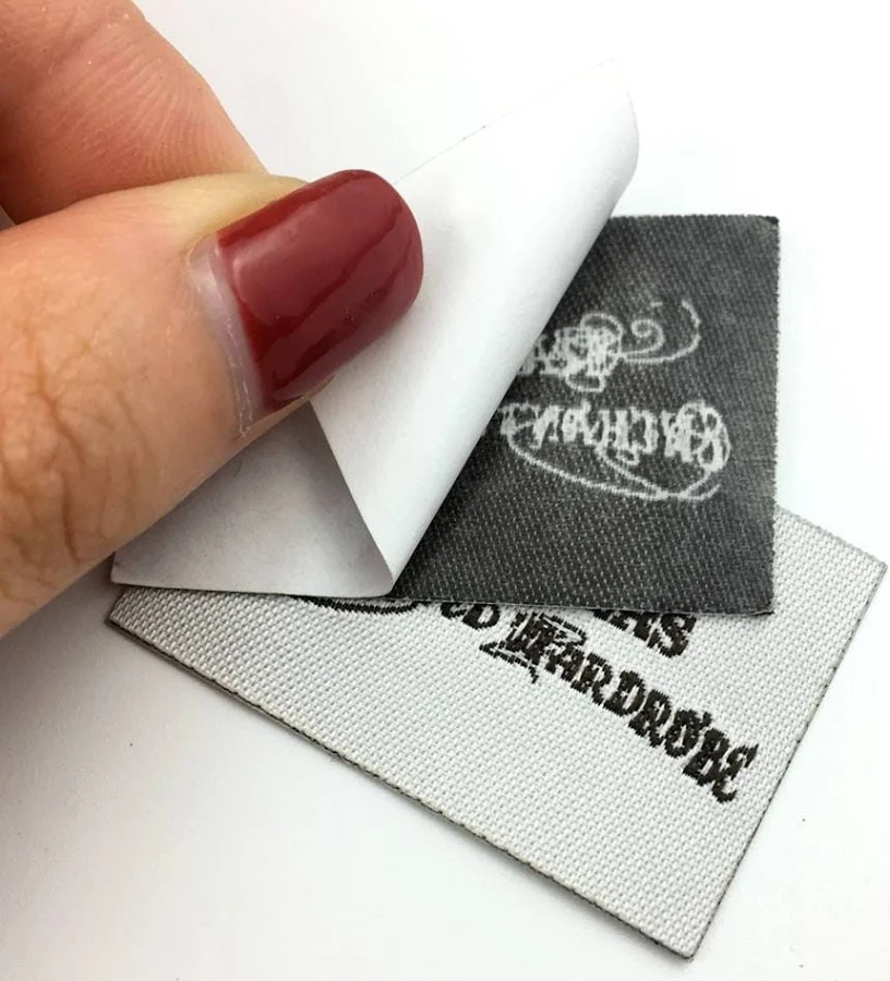 Custom Adhesive Clothing Labels: Damask Woven, Peel-Off