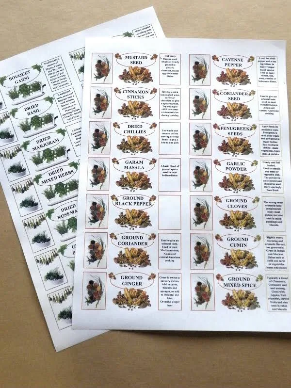 Custom Spice Herb Labels, Kitchen Organisation, Wide 99x37mm or Tall 70x35mm. Create your beautiful collection. MADE TO ORDER 14or24 /sheet
