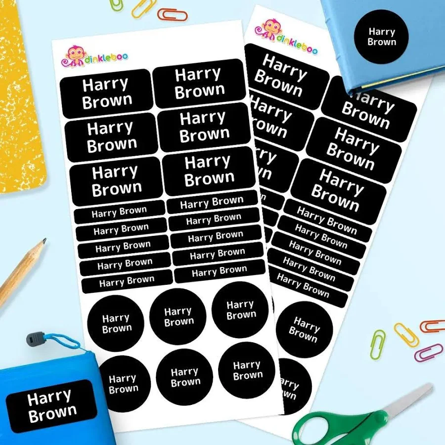 Single Color Mixed Name Label Pack – Personalized Stick On Name Labels for Kids (Pack of 44) | Perfect for School, Daycare and Home