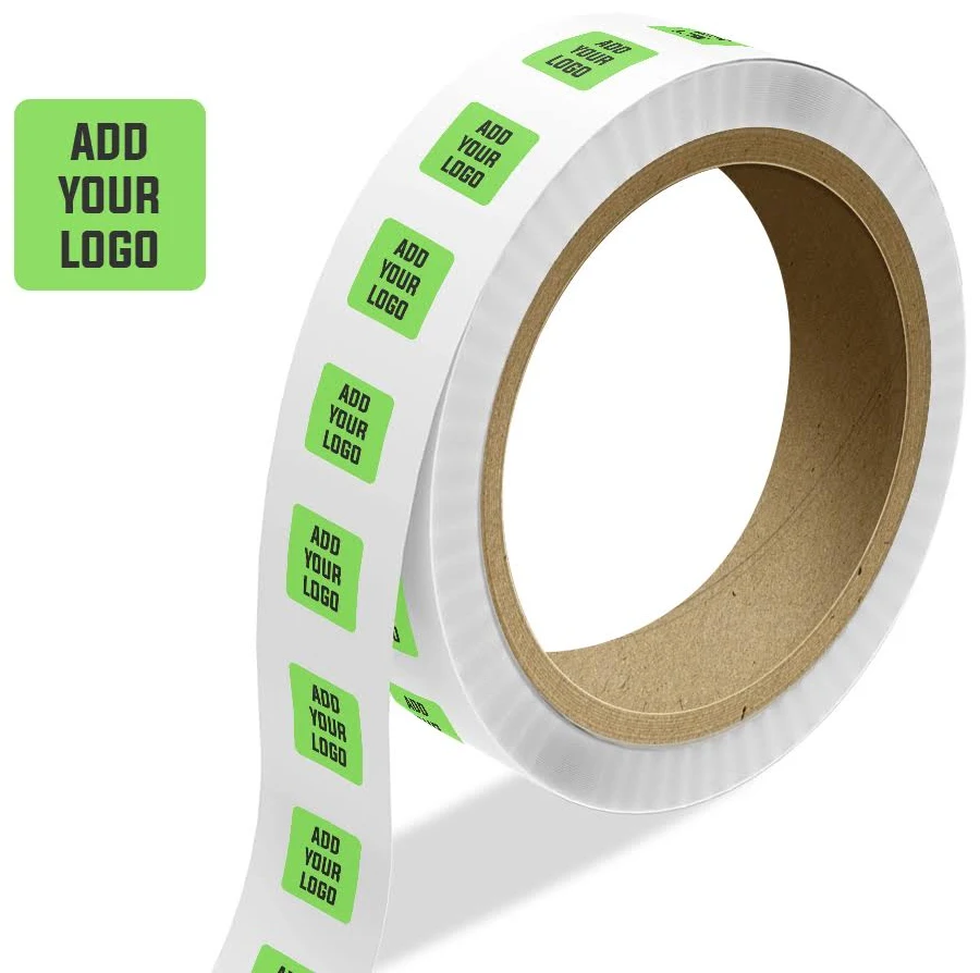 Custom 1 x 1 1/2 Inch Roll of Rectangle Labels - Bright Adhesive - Neon Green - 125 Pack
