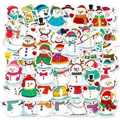 Christmas Theme 50Pcs Paper Self-Adhesive Picture Stickers