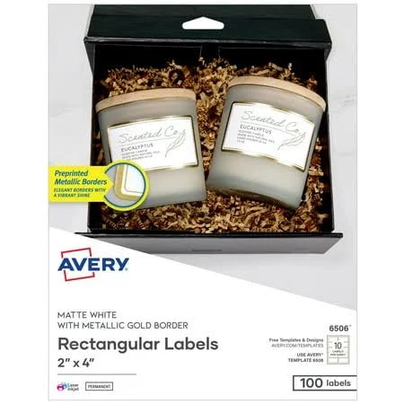 Avery 2" x 4" Metallic Gold Borders Labels