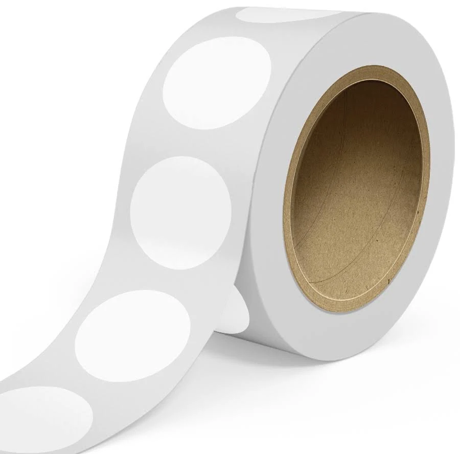 3 Inch Roll of Circular Round Labels - Tear Resistant with High Gloss Film Layer - Clear - 125 Pack