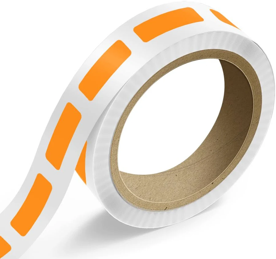 5/8 x 2 Inch Roll of Rectangle Labels - Bright Adhesive - Neon Orange - 125 Pack
