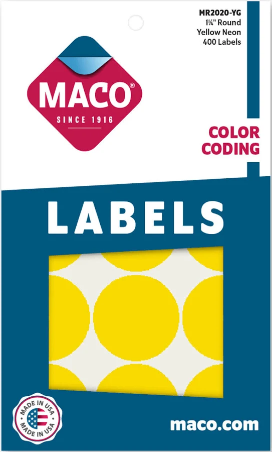 Color Coding Labels 1/2 in. round