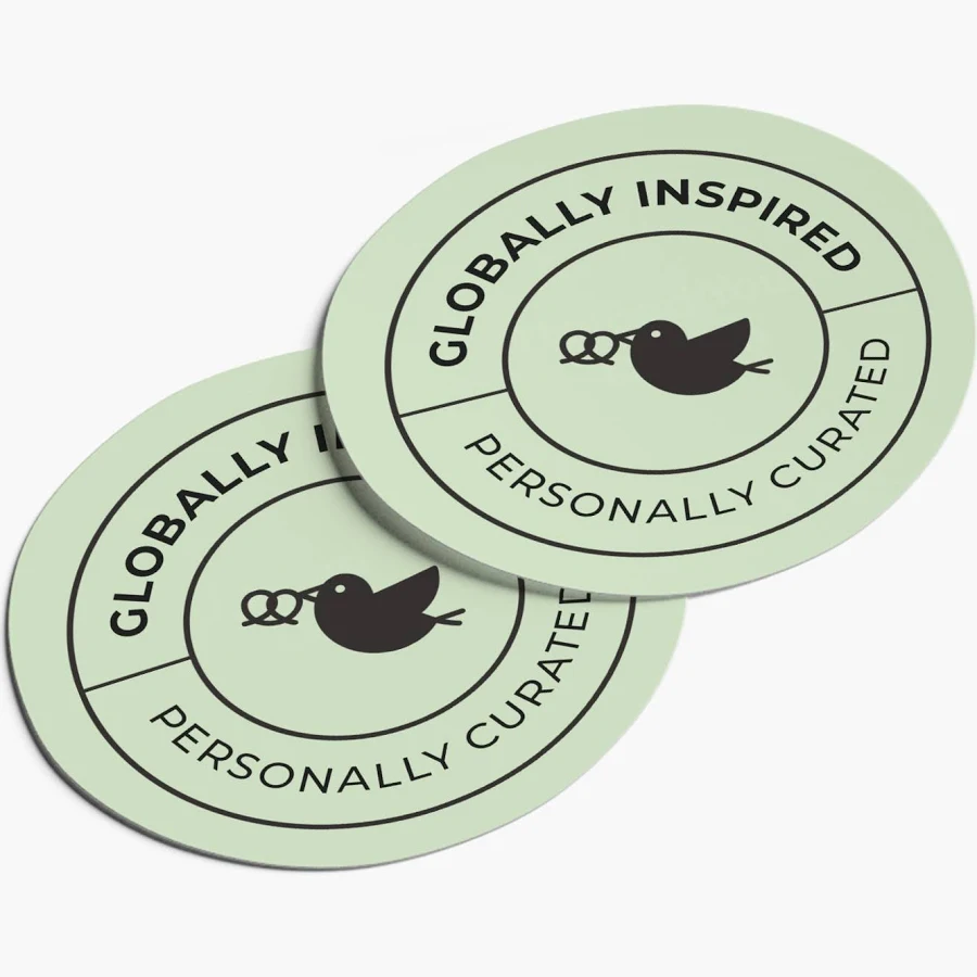 Custom Circle Stickers | 2" x 2" | Cream, Gray and White | VistaPrint | Design: Cream, Food & Beverage, Tours & Sightseeing, Travel & Accommodation