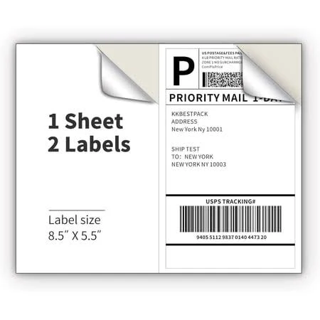 Sjpack Half Sheet Labels for Laser & Inkjet Printers